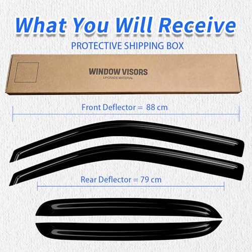 Window Rain Guards Compatible 2014 14-18 Chevy Silverado GMC Sierra Crew Cab