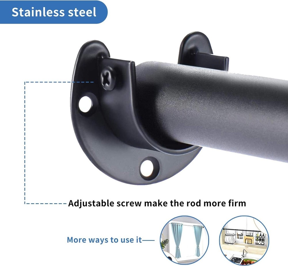 Versatile Stainless Steel Rod Bracket Set - Includes Screws for Easy Setup
