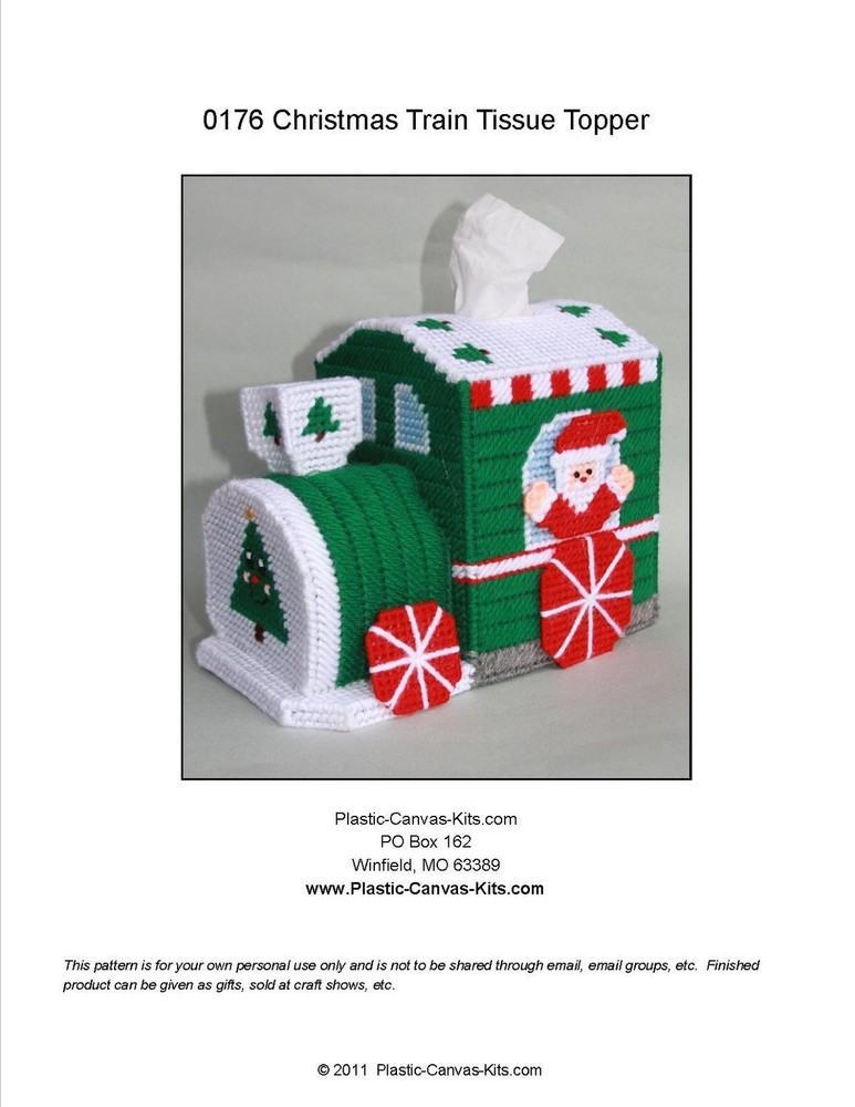 Christmas Train Tissue Topper-Plastic Canvas Pattern or Kit