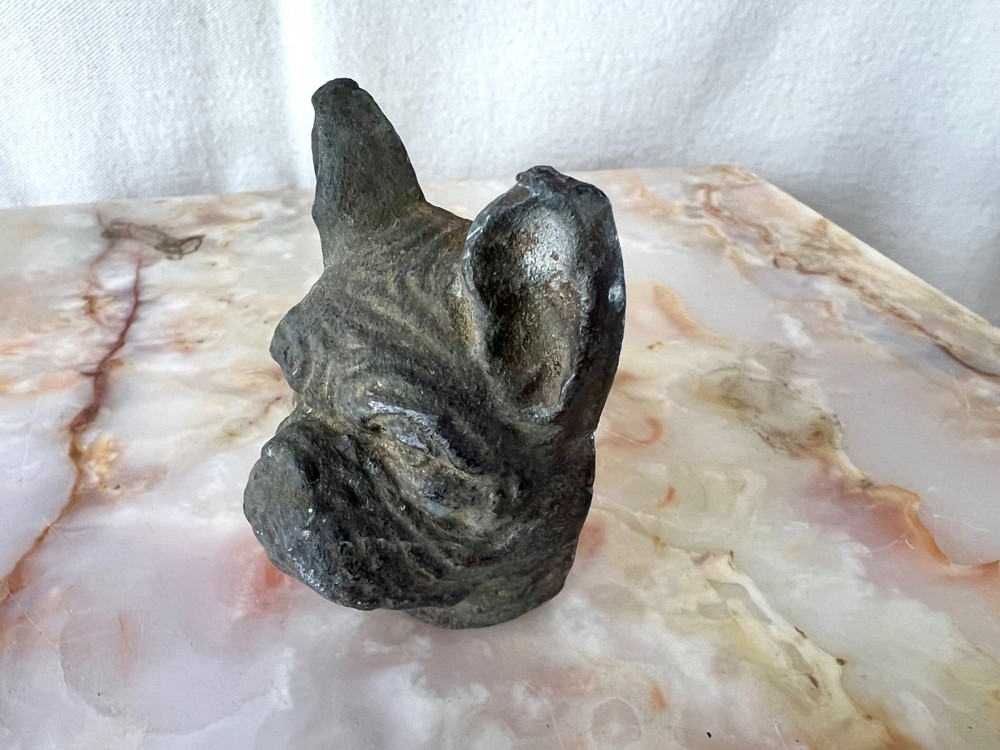 Antique Solid Bronze Bulldog Head Architectural Mount c1900