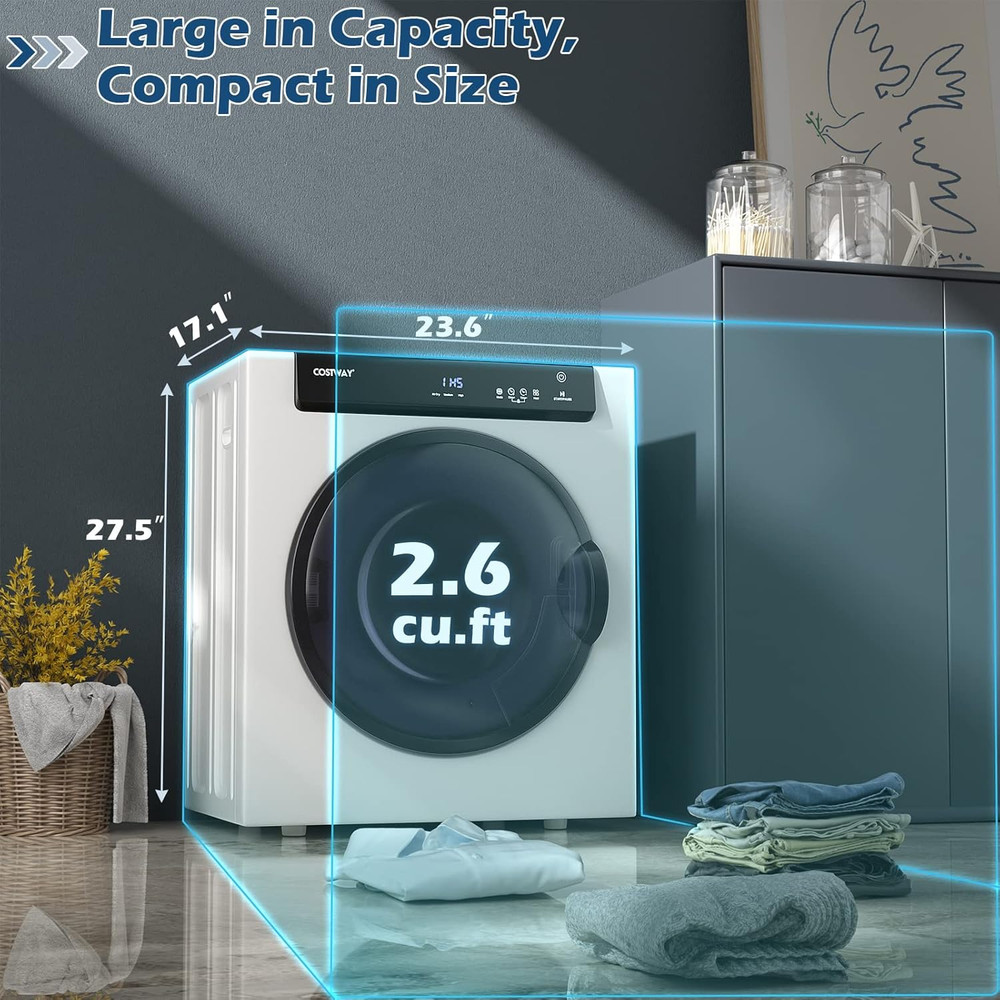 Compact Portable Dryer, with Touch Panel, 2 Modes, 3 Heating Powers and Adjustab
