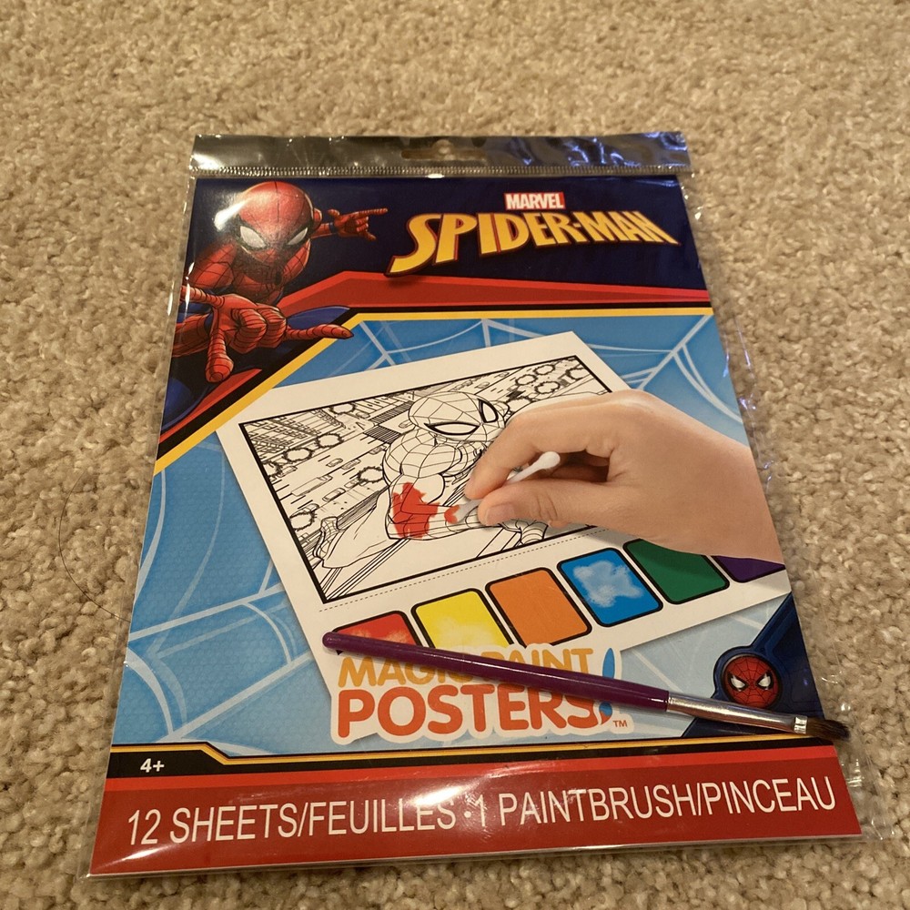 Marvel Spider-Man - Magic Paint Posters - 12 Sheets & Paintbrush - Savvi