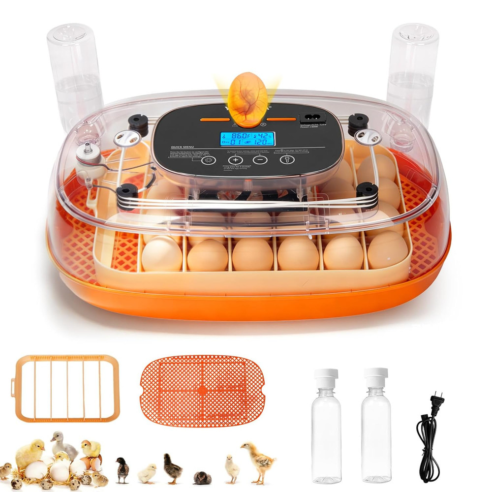 Incubators for Hatching Eggs, 24 Egg Incubator, Automatic Egg Turner with Humidi