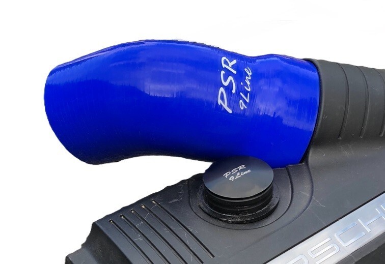 Porsche 997 Resonator Delete Air Box Modification with Blue Induction Pipe Plug