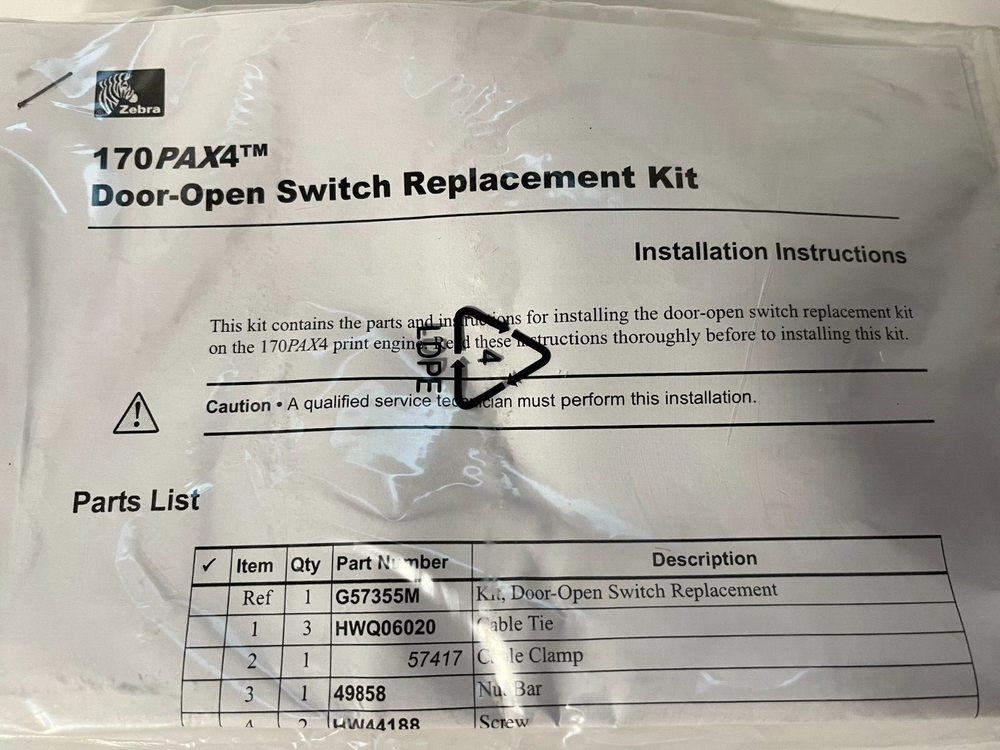 Zebra 170PAX4 Door-Open Switch Replacement Kit. Part # G57355M