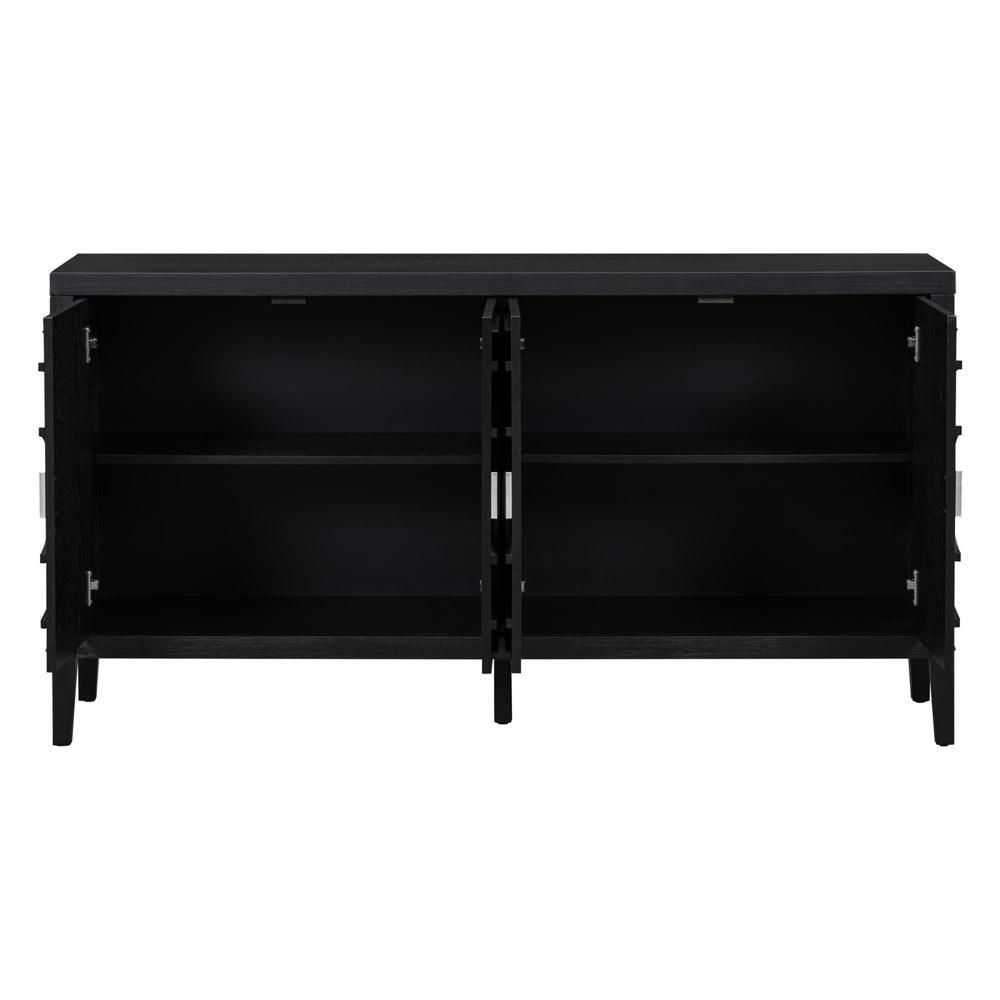 Stability and Durability Retro Sideboard Cabinet with Four Doors Black