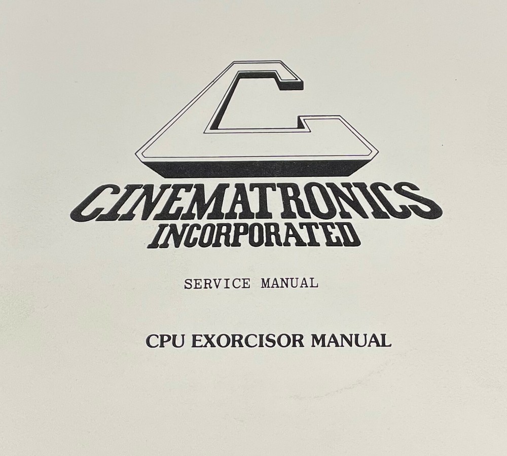 Cinematronics CPU Exorcisor Arcade Video Game Machine Diagnostic Manual