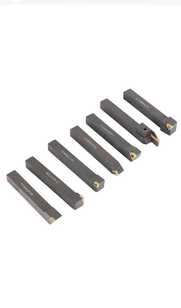 7PC Carbide Indexable Turning Tool 1/2" Lathe Tool Bit Set Thread Insert Holder