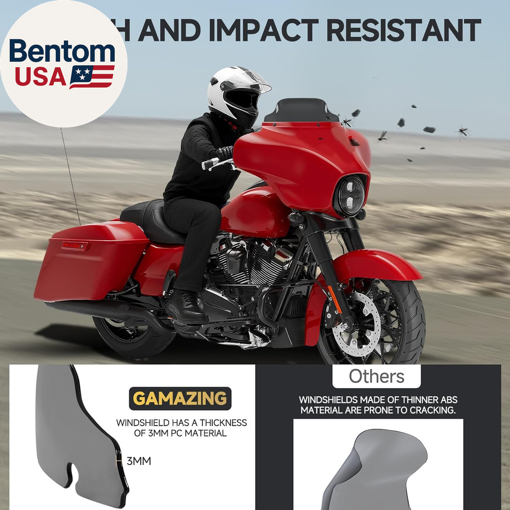 Motorcycle 8 Inch Windshield Windscreen Windshield Fit for 1996-2013 Harley Davi