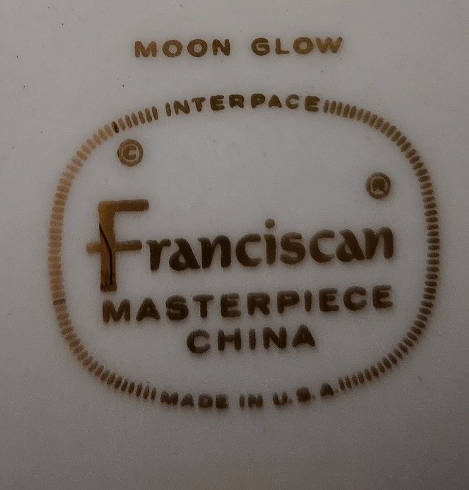 Moon Glow by Franciscan 5 Pc. Place Setting. Platinum Trim.