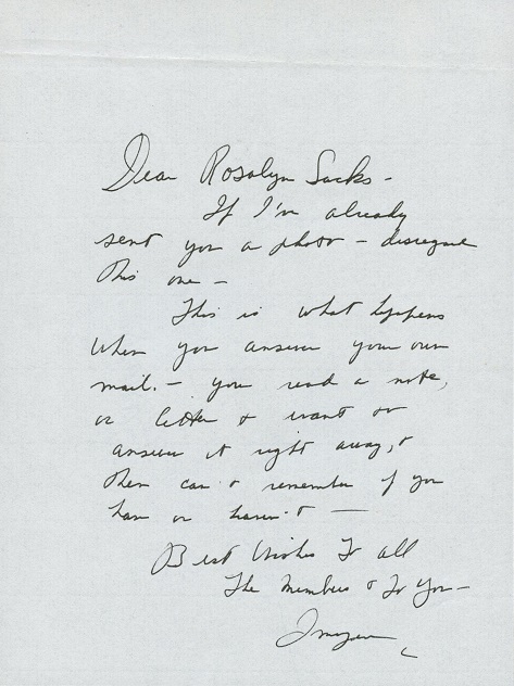 Comedian IMOGENE COCA Autograph Letter Signed