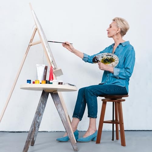 Adjustable Drafting Stool for Artists & Adults, 19"-26" Height Solid Walnut