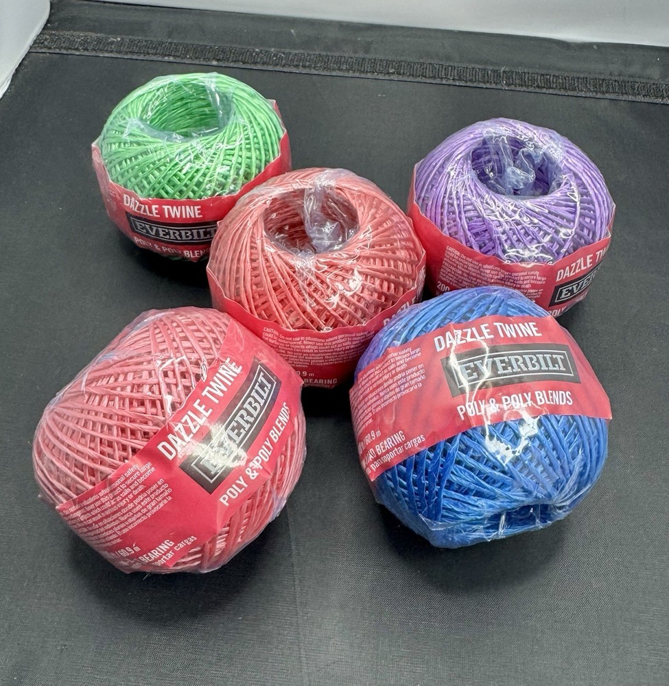 200 FT Metallic 🔴🟢🔵🟣🩷Poly DAZZLE TWINE String Twist Everbilt 5 Pack