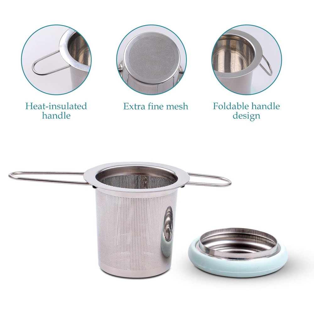 Tea Infuser Stainless Steel Tea Strainer Folding Handle Tea Filter Extra Fine Me