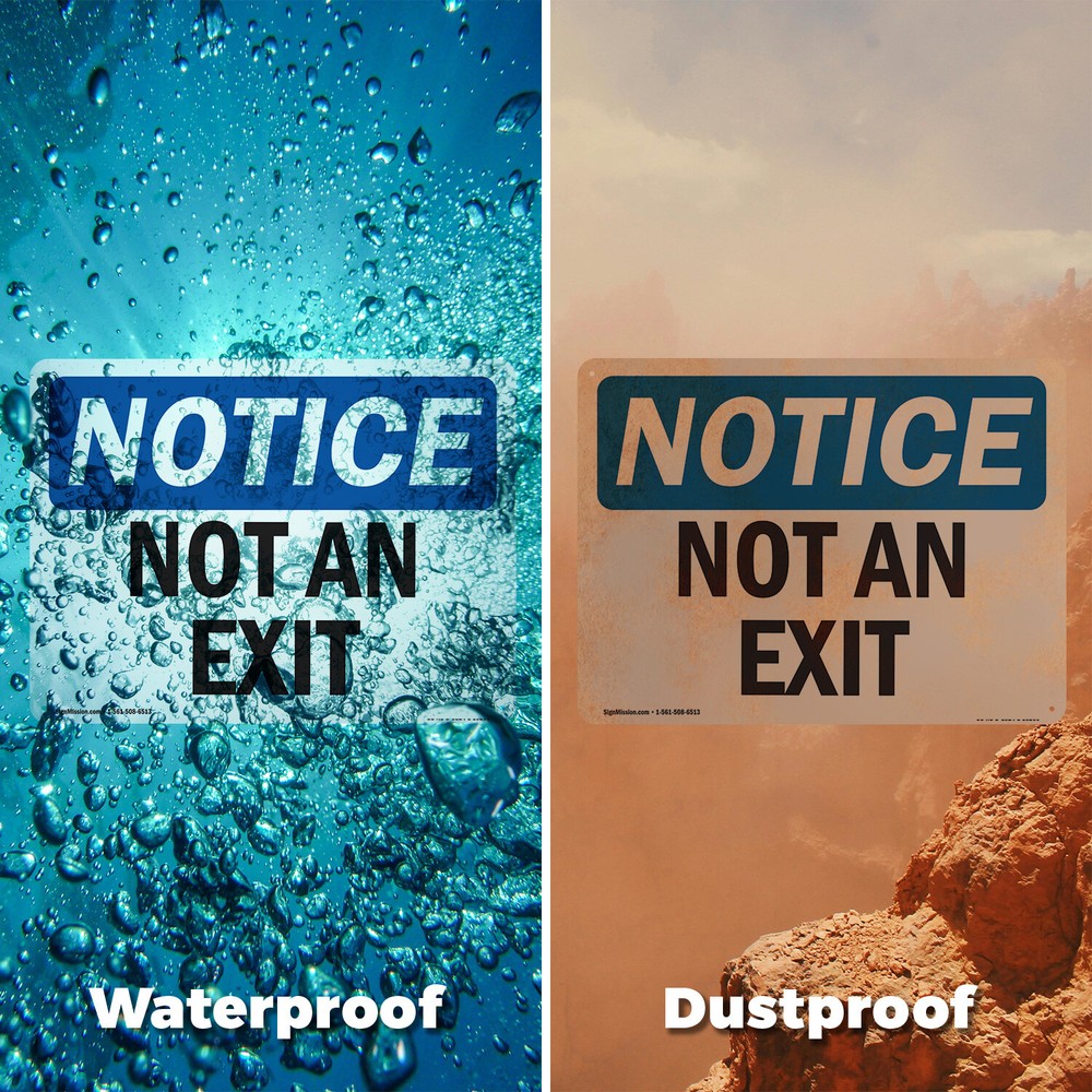 (2 Pack) Not An Exit OSHA Notice Sign Decal Metal Plastic