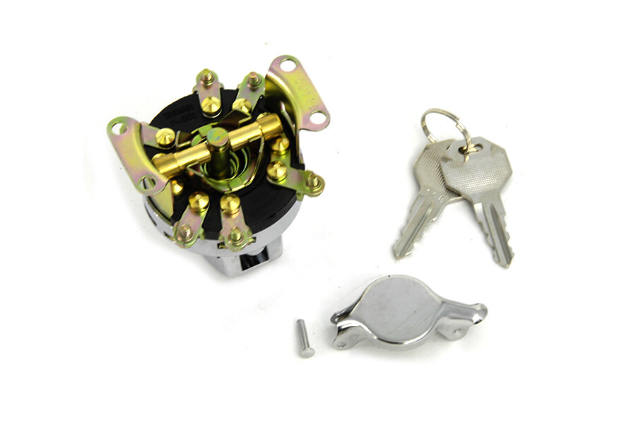 Fat Bob Ignition Switch with 6 Terminals Chrome For Harley Davidson