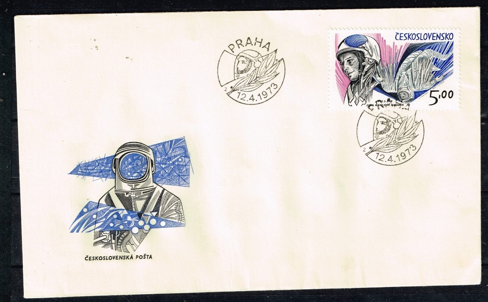 Czech Space First Soviet Man Flight Gagarin rare 1973 FDC B-2