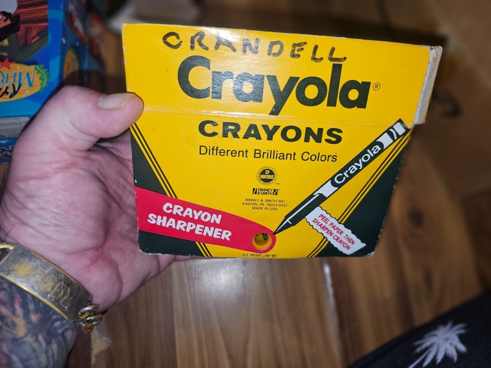 Vintage Crayola Crayons 64 Count Box with Sharpener MAIZE