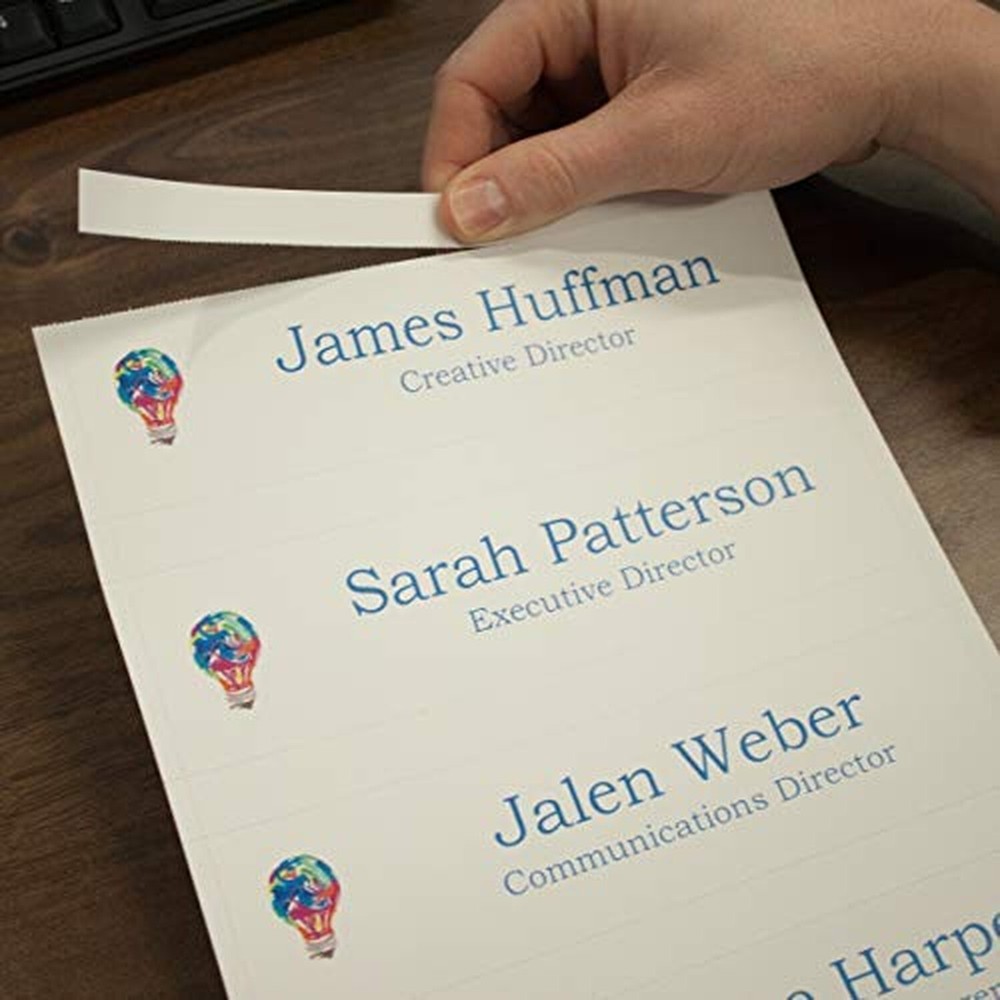20-Pack Perforated Nameplate Inserts: 8" x 2" Size. 8" x 2" White