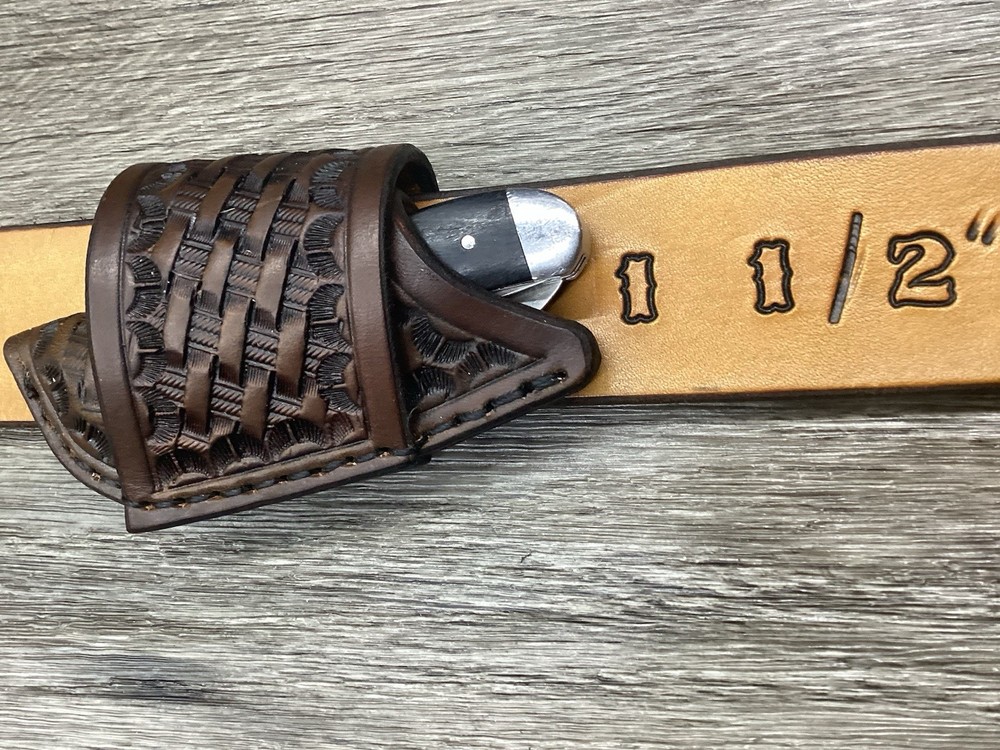 Leather Folding Knife Sheath Horizontal Mini Trapper Size(Sheath Only)