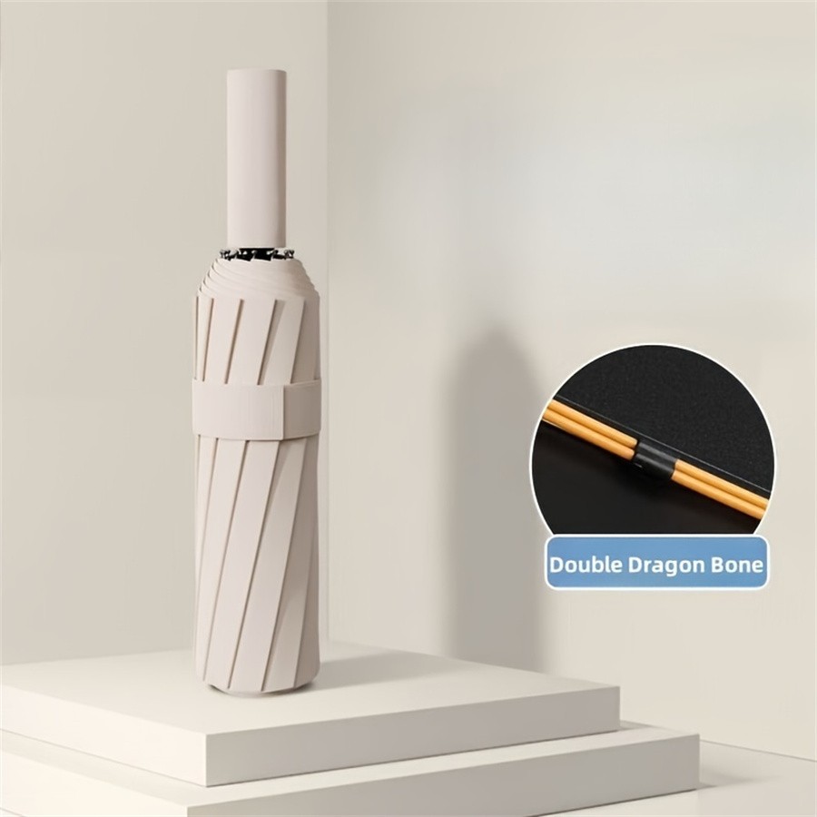12 Bone Black Glue Fully Automatic Umbrella With Thick And Durable Keel Three Fo