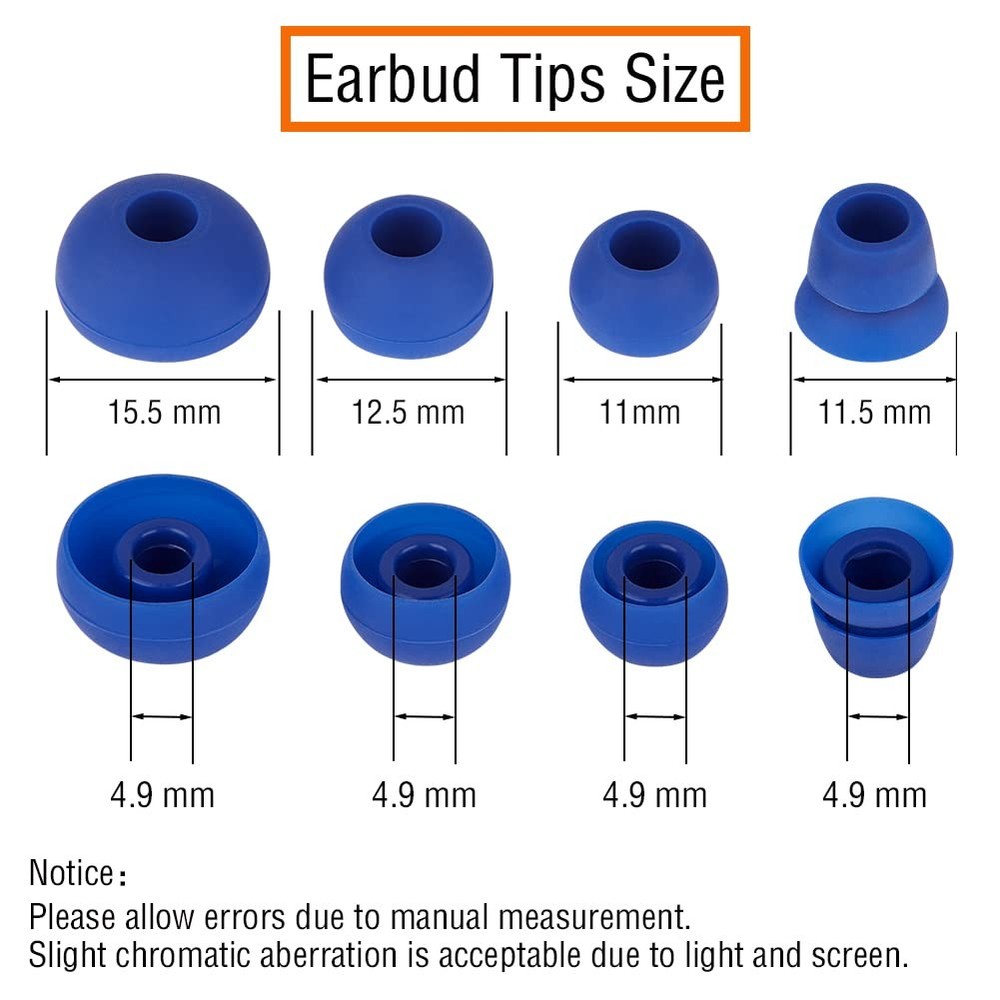 4 Pairs Silicone Earbud Tips Replacement Eartips Earbuds large, Dark Blue