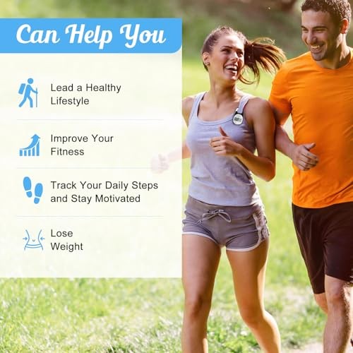 Simple Pedometer for Walking, Accurate Step Tracker with Carabiner, 3D Black