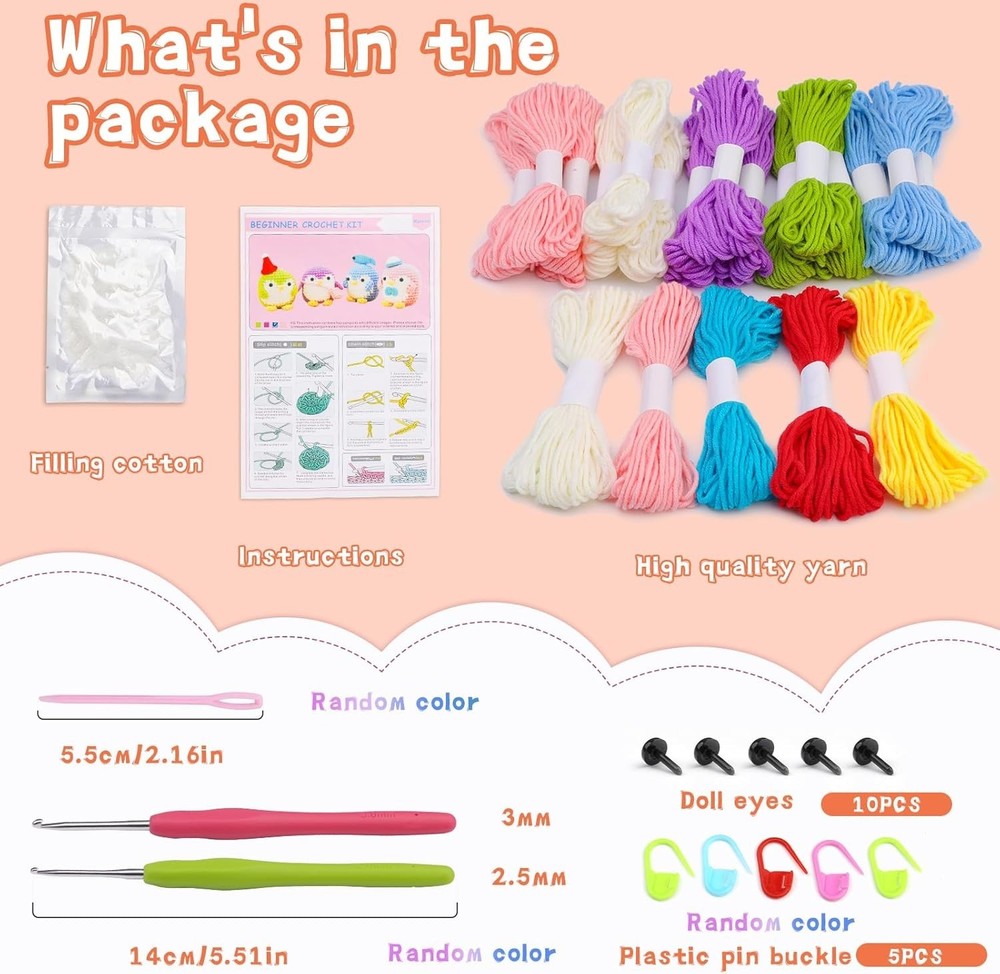 Adorable Penguin Crochet Kit for Beginners – Includes Yarn, Hooks, and Tutorials