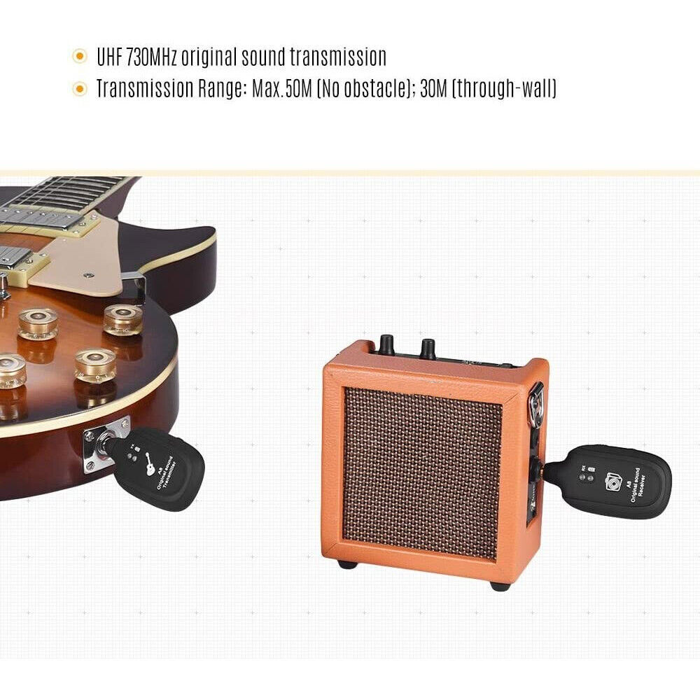 INGPARTNER Wireless Guitar System Transmitter Receiver fit Bass Digital 100ft