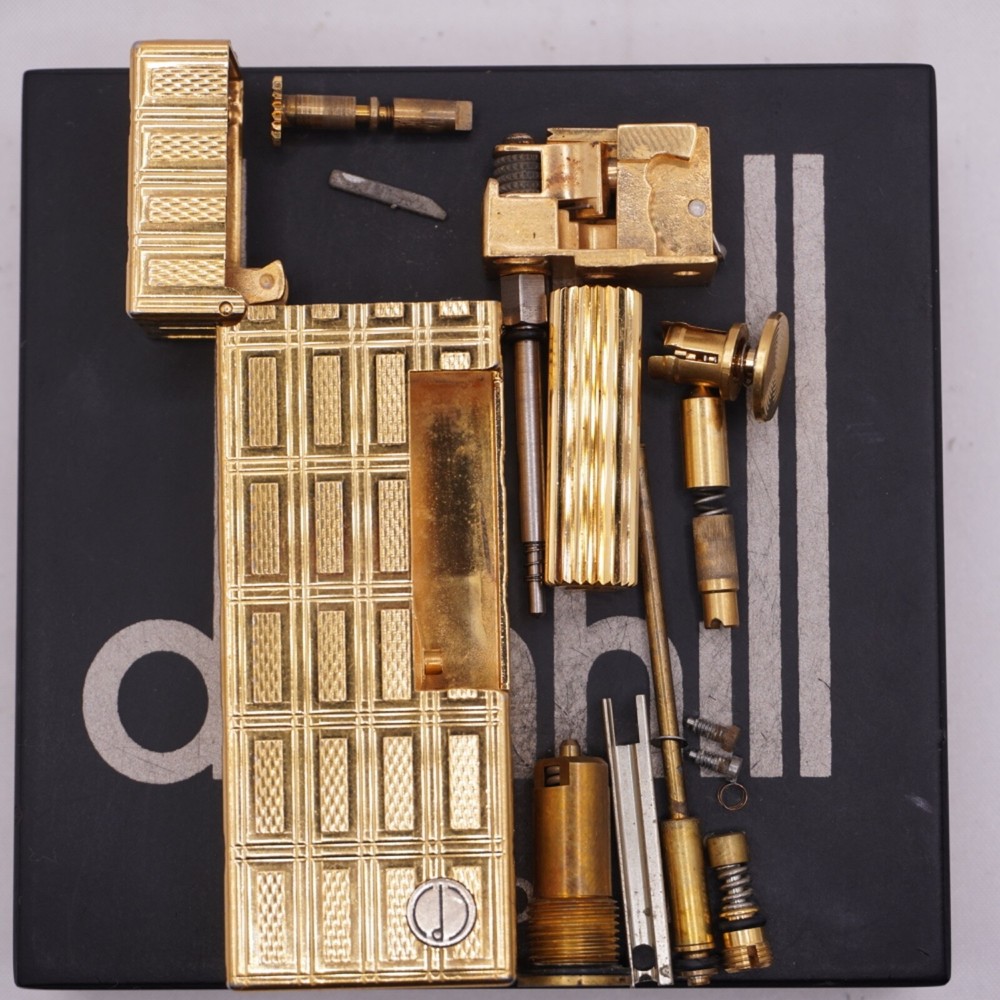 Rare Dunhill Lighter Gold check Pattern-Ultrasonically cleaned