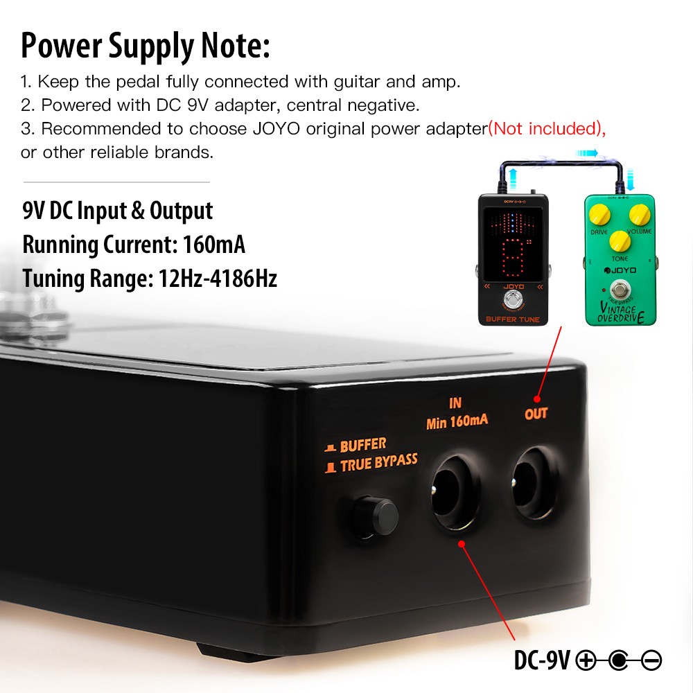 JOYO Buffer Tuner Pedal Built-in Buffer with Accurate Tuning and LED Screen