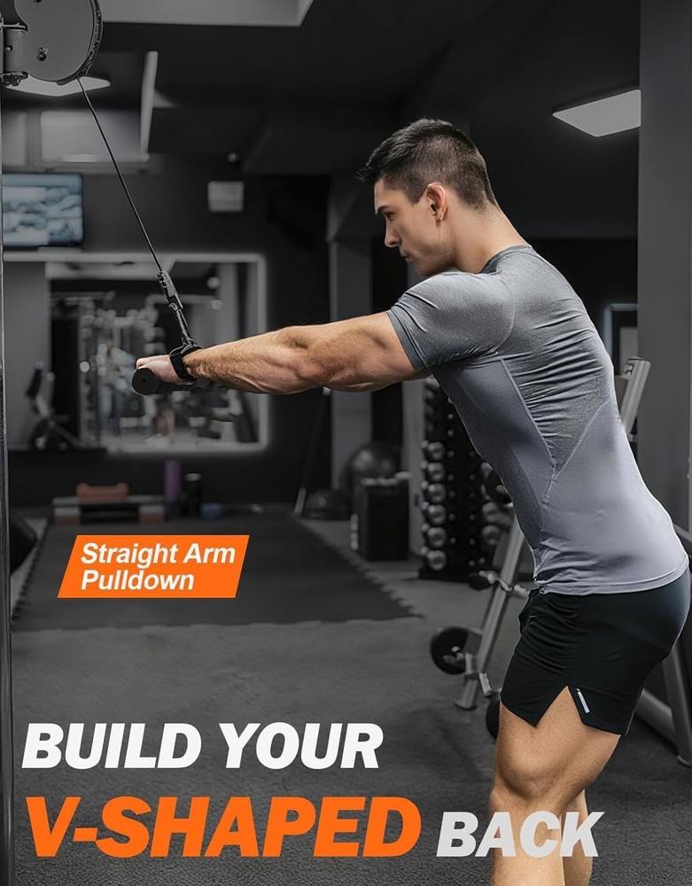 Cable Attachment, Non-Slip Tricep Bar for Tricep Pull Down Attachment, Lat Pu...
