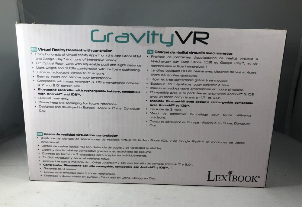 Lexibook Gravity VR Headset With Bluetooth Controller - New in Sealed Box