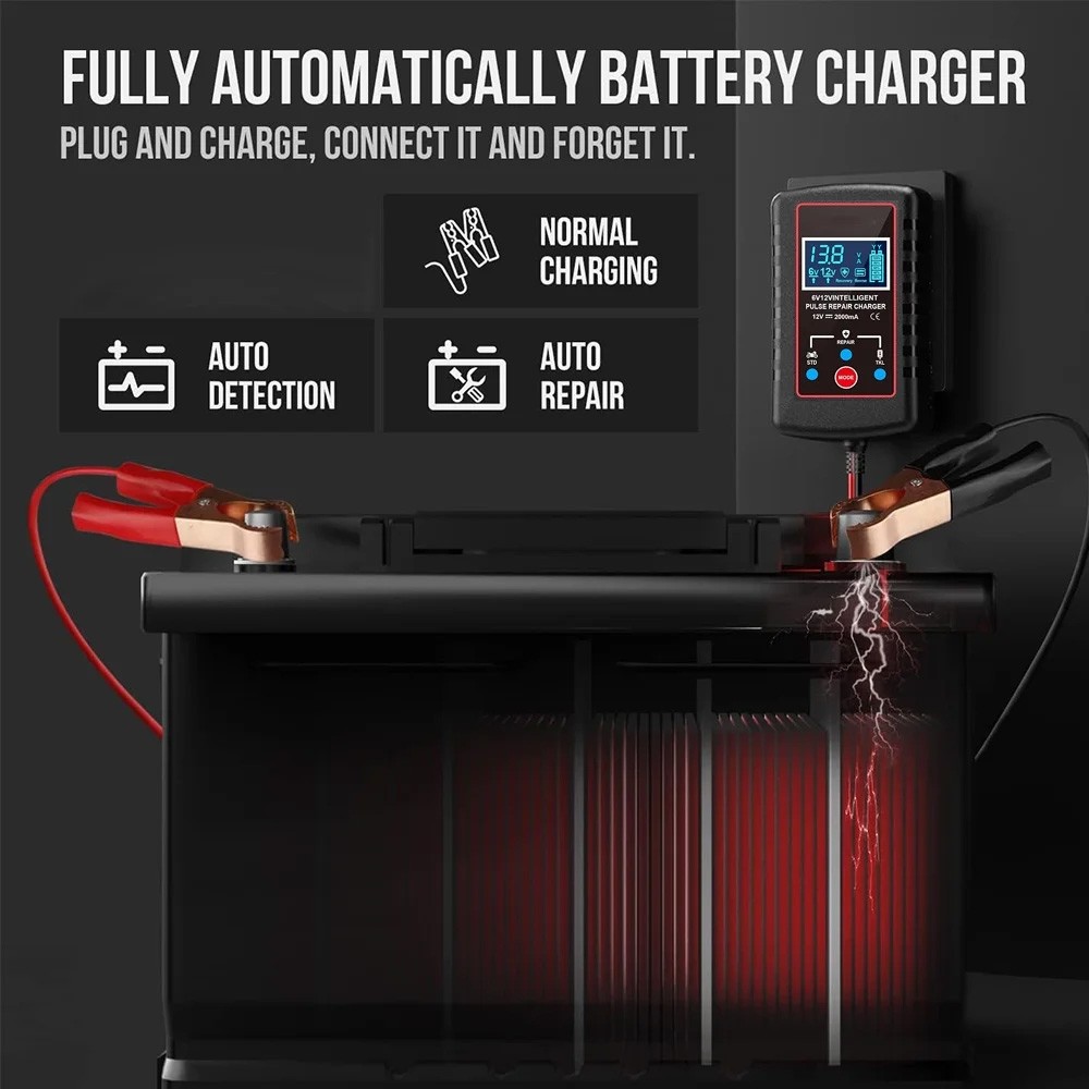 Automatic Battery Charger Maintainer Motorcycle Trickle Float For Tender 6V 12V