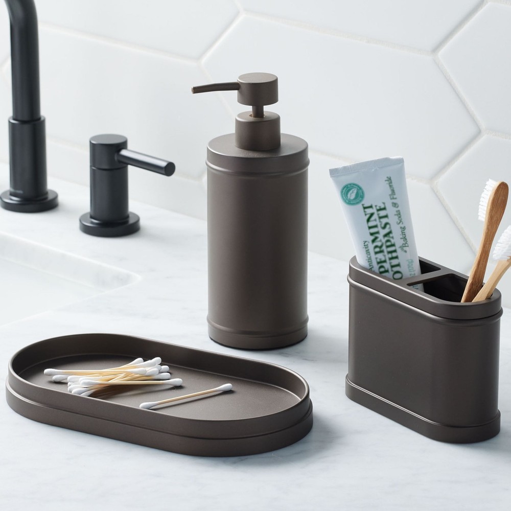 Bronze Metal Decorative Accessory Tray W/ Stackable Design & Easy Clean