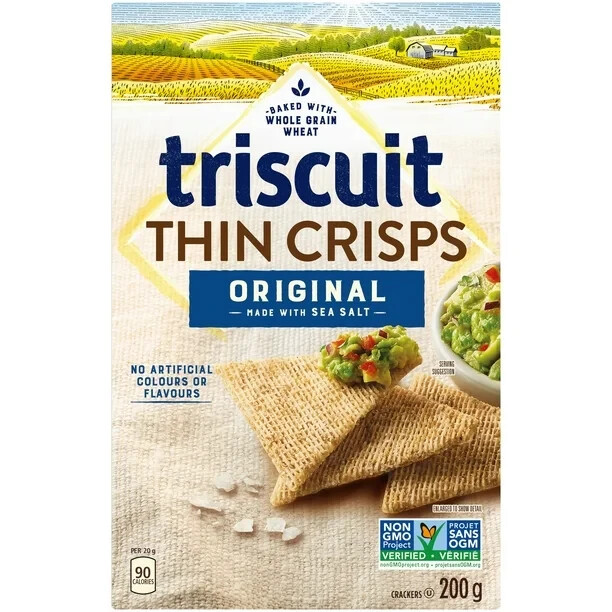 9 Boxes of Triscuit Thin Crisps, Original Snacking Crackers 200g Each