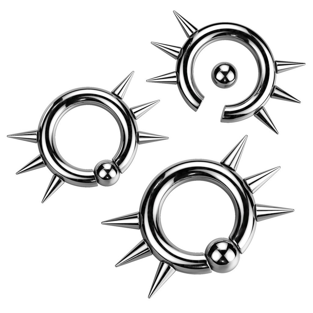 1 Pc Easy Snap On Captive Bead Ring W/ Internally Threaded Spikes