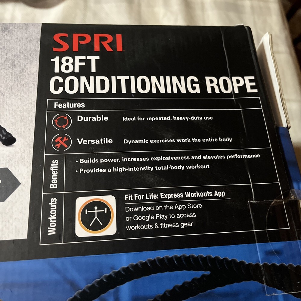 NEW SPRI 18 Ft Conditioning Rope - Black Exercise