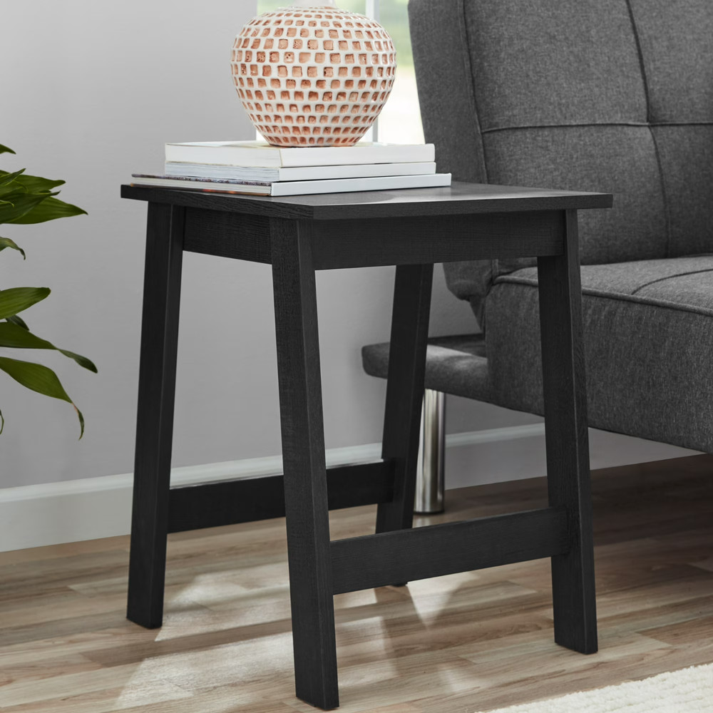 Small Square Wood Side Table, Black Finish