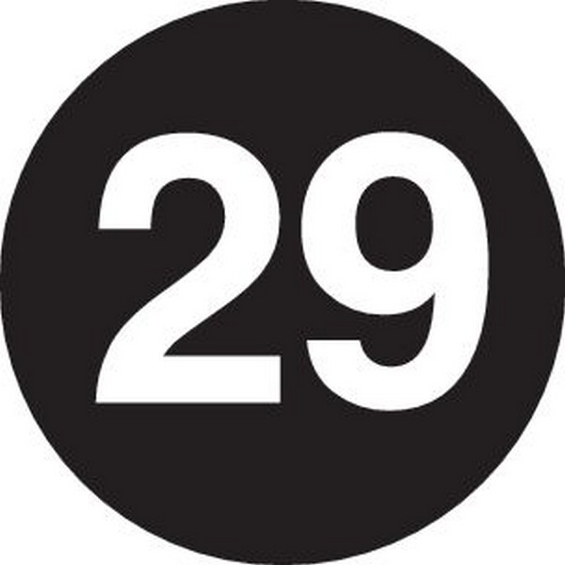 3" Diameter number 29 circle labels (500 per Roll)