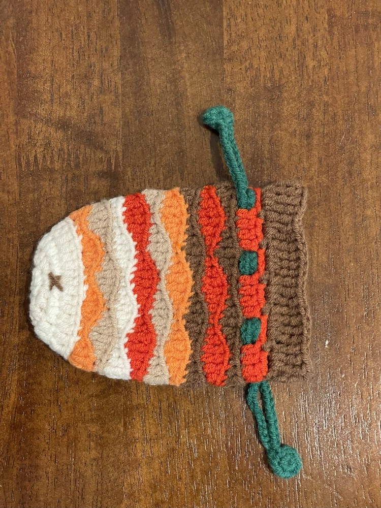 Crocheted Fish Drawstring Pouch 5*3.75"