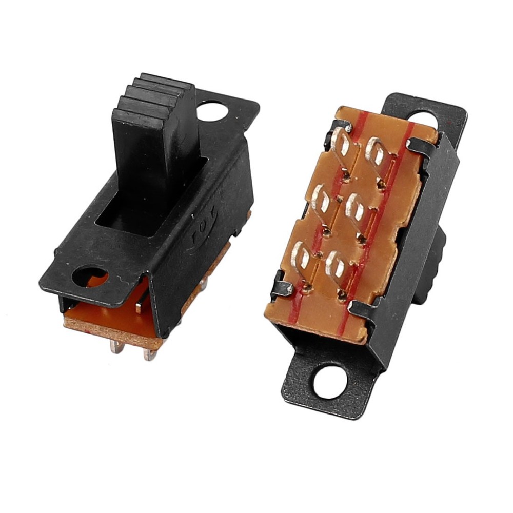10Pc DPDT 2 Position 6 Terminals Panel Mount Horizontal Slide Switch