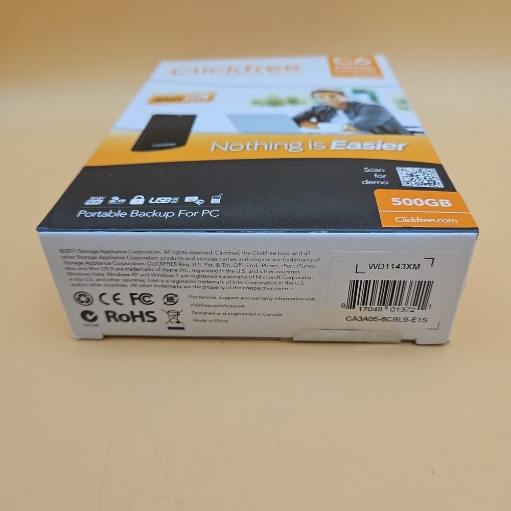 Clickfree Automatic Backup C6 For PC Computer Portable 500GB Storage NEW
