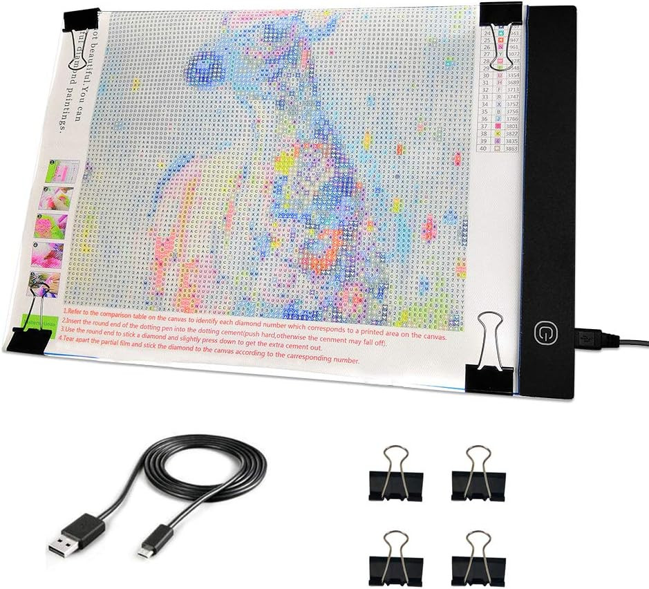 A4 LED Light Pad - Diamond Art Light Box Tracing Light Board with 3 Brightness,