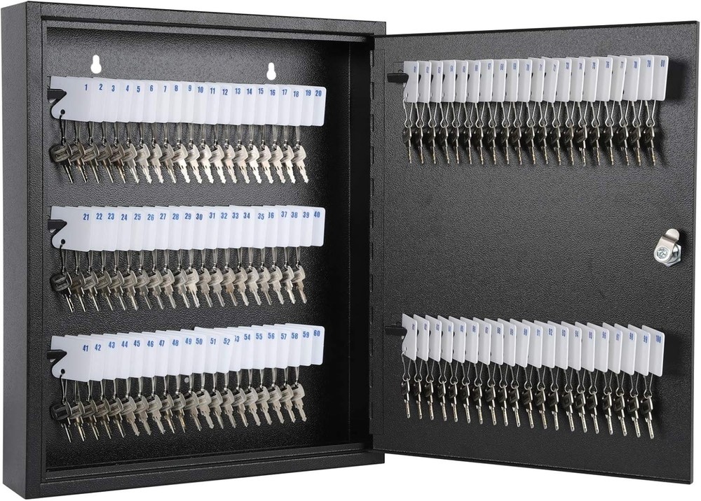 Secure Key Storage Box with 100 Key Rings