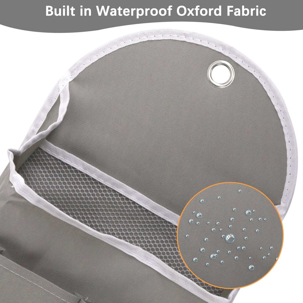 2 Pack Wall Hanging Storage Bag Pockets Locker Basket Sticky Hook Fabric Grey