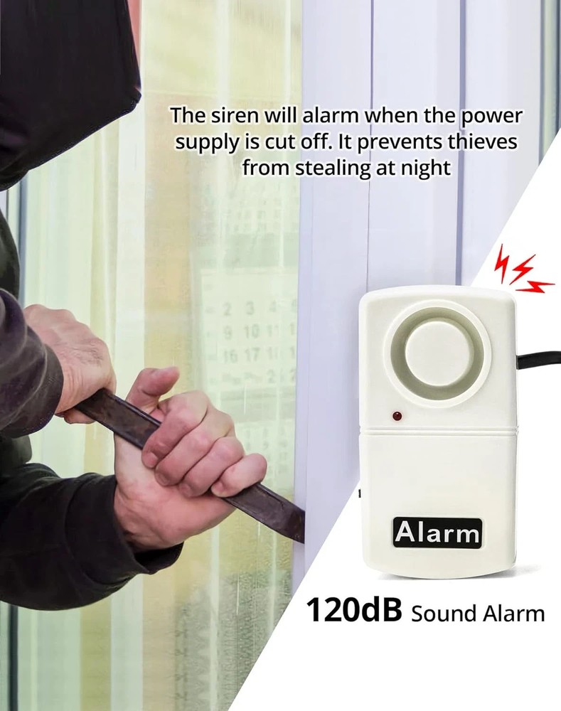 QWORK Power Failure Alarm, 2 Pack Automatic Power Cut Failure Outage Alarm 120Db