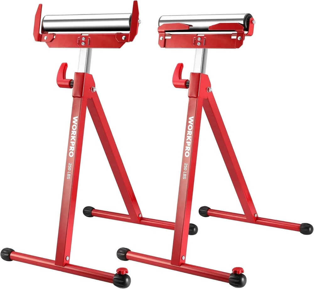 Compact Folding Roller Stand, 27-43" Adjustable Height, Ideal for Woodworkers