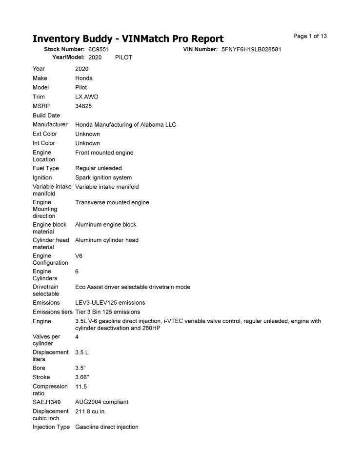 PILOT 2020 Transmission Shift 2118459