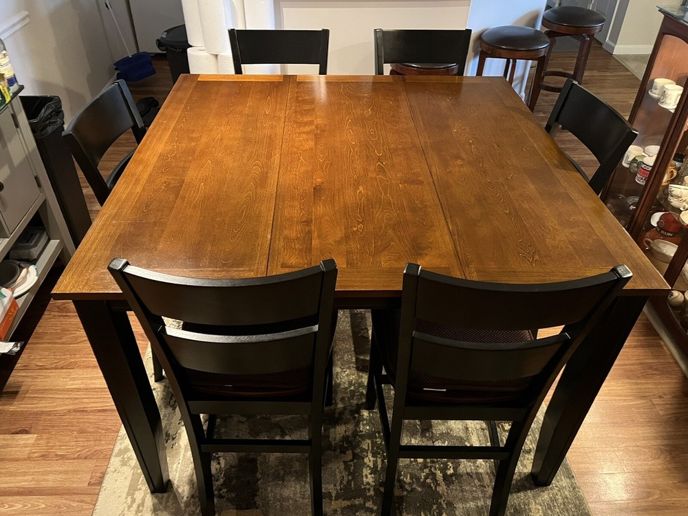 High dining room table with Five high chairs